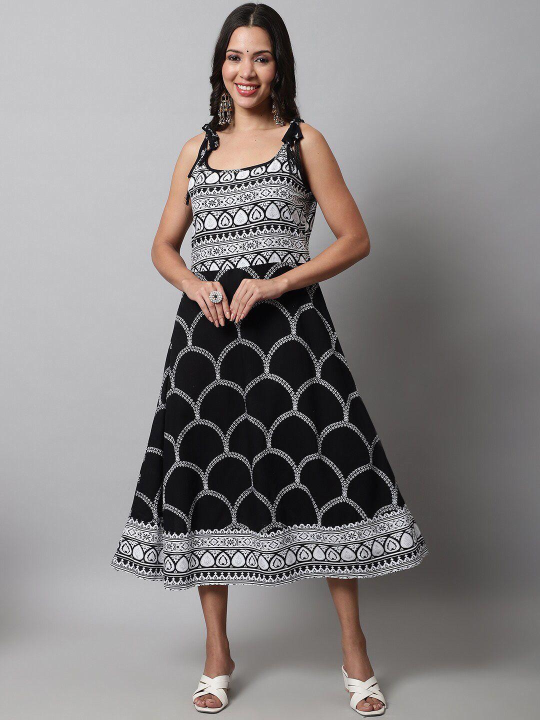 kalini ethnic printed midi fit & flare dress