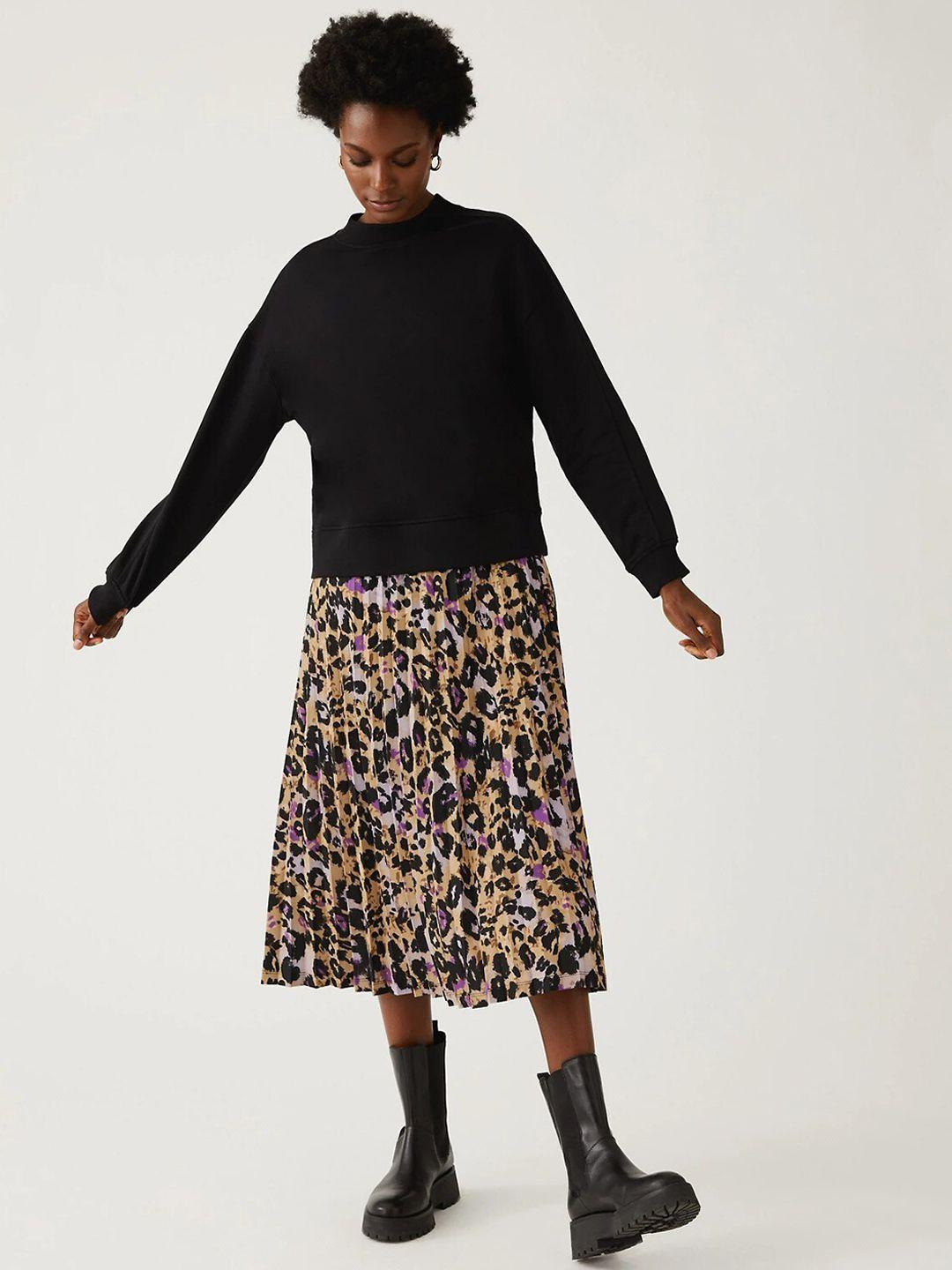 marks & spencer printed flared skirt