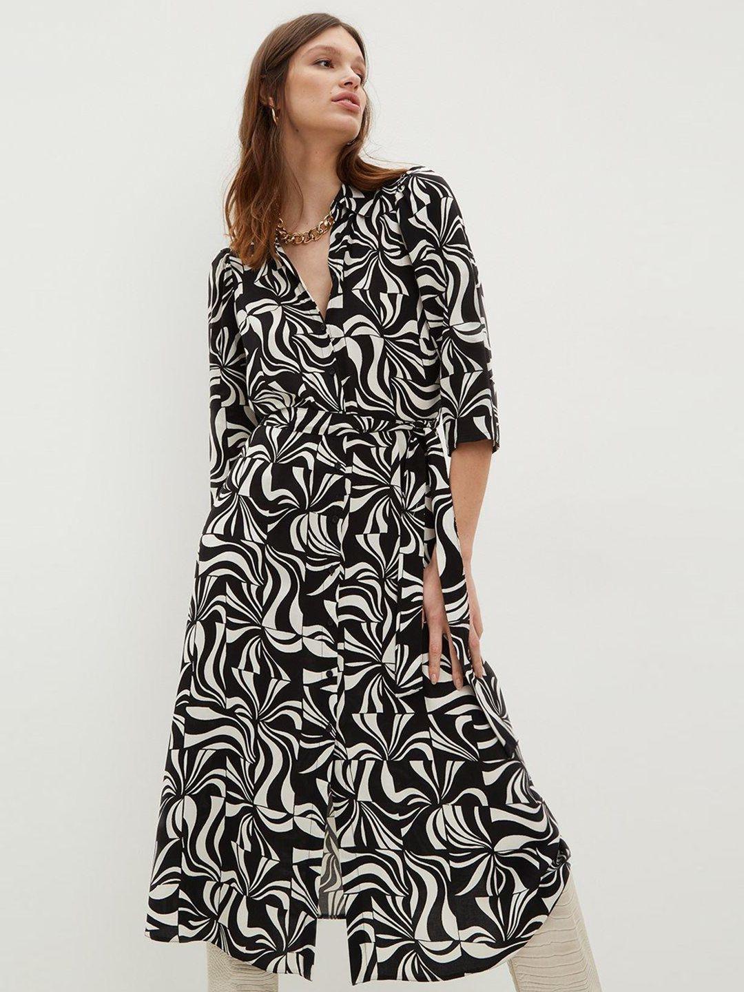 dorothy perkins printed shirt midi dress