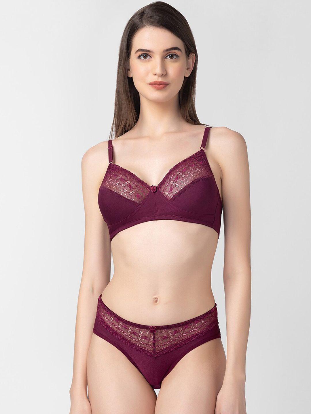 candyskin self-design lace lingerie set csinset12wine