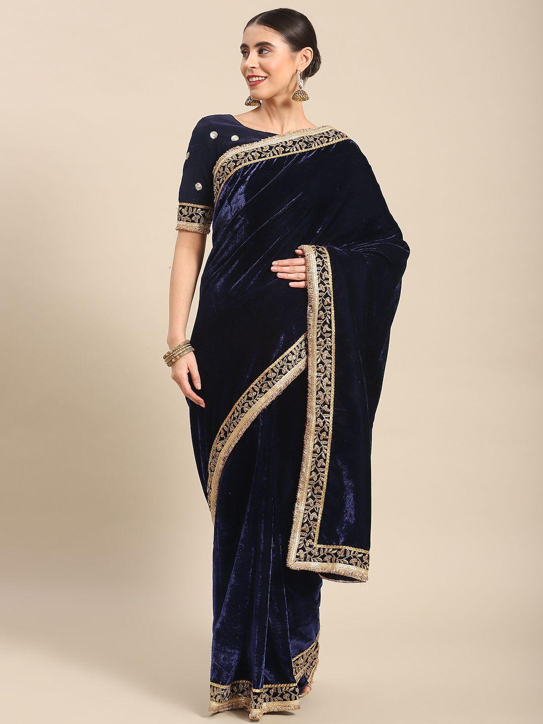 mitera embroidered velvet saree