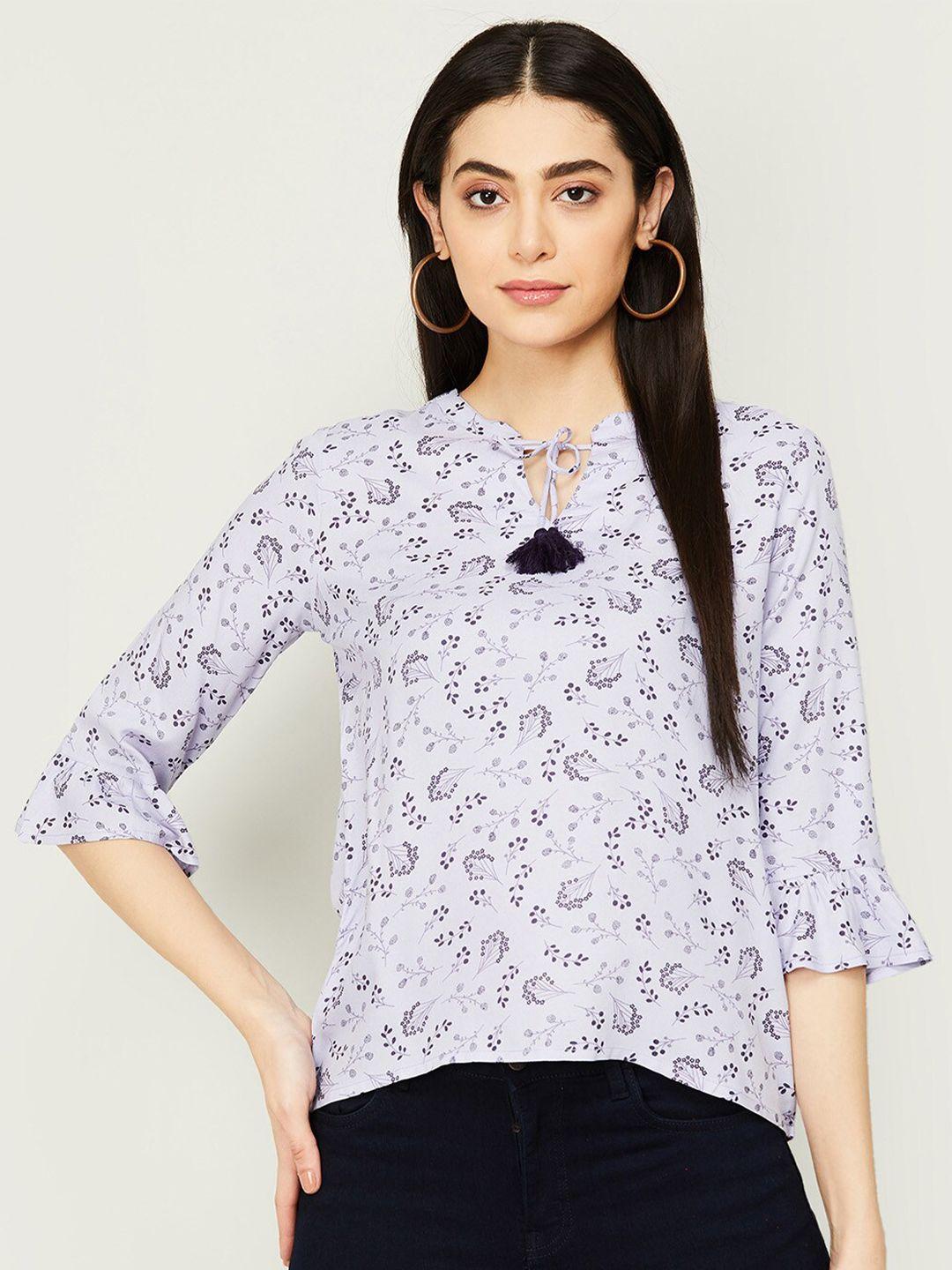 fame forever by lifestyle floral print tie-up neck top