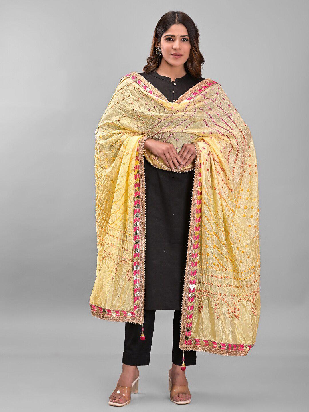 apratim bandhani printed art silk dupatta