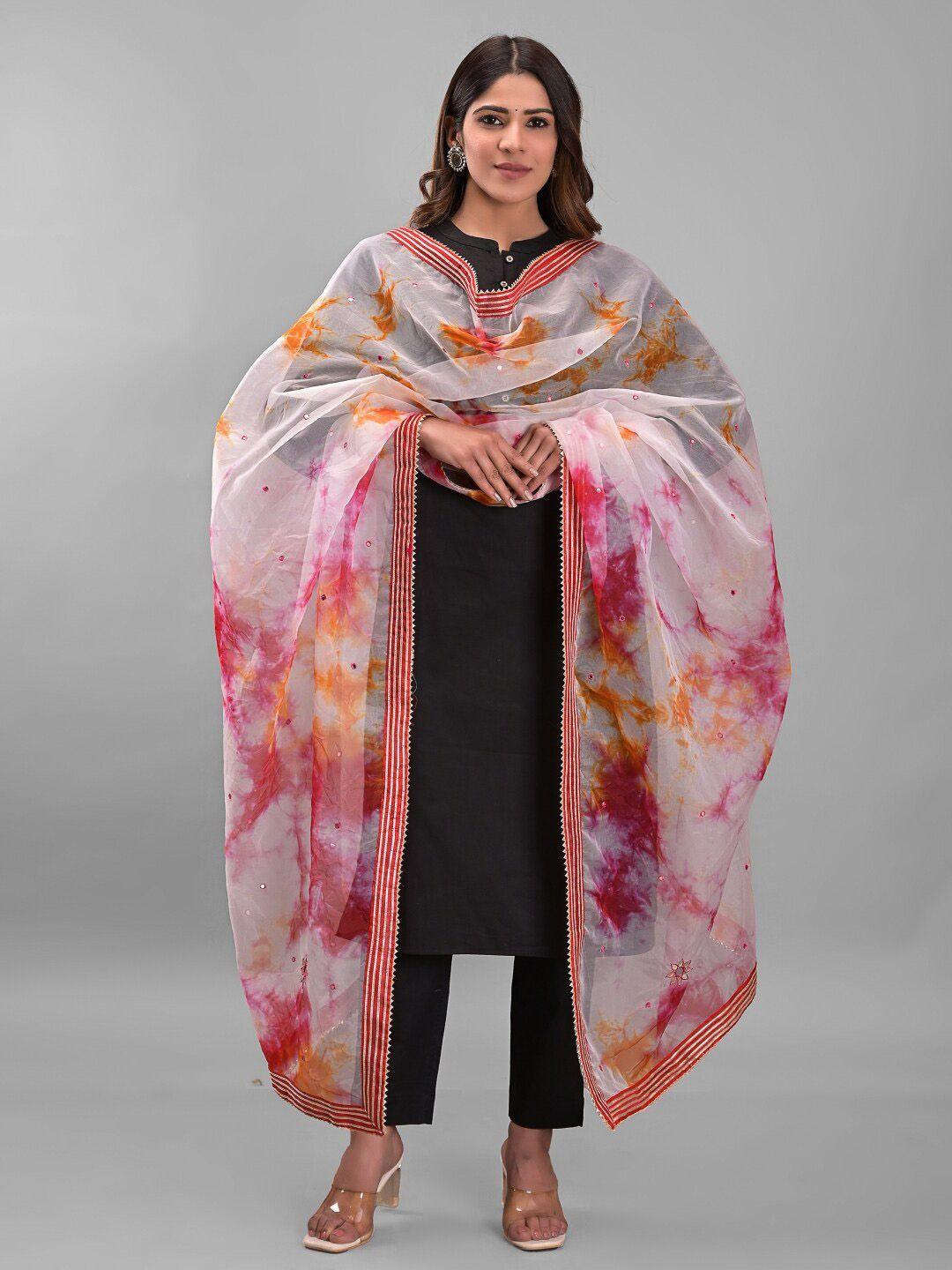 apratim dyed organza shibori dupatta