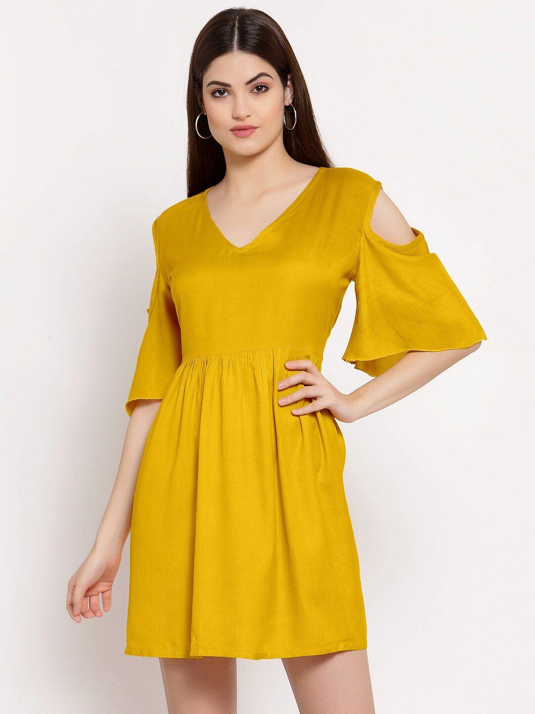 patrorna cold-shoulder sleeves cotton dress