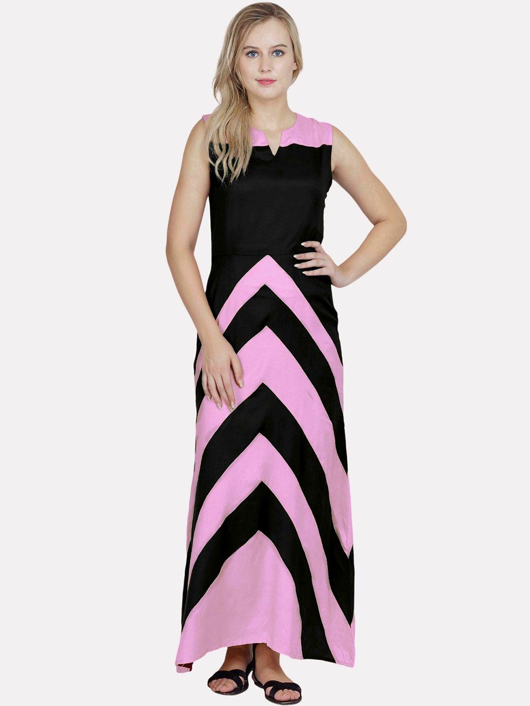 patrorna colourblocked maxi cotton dress