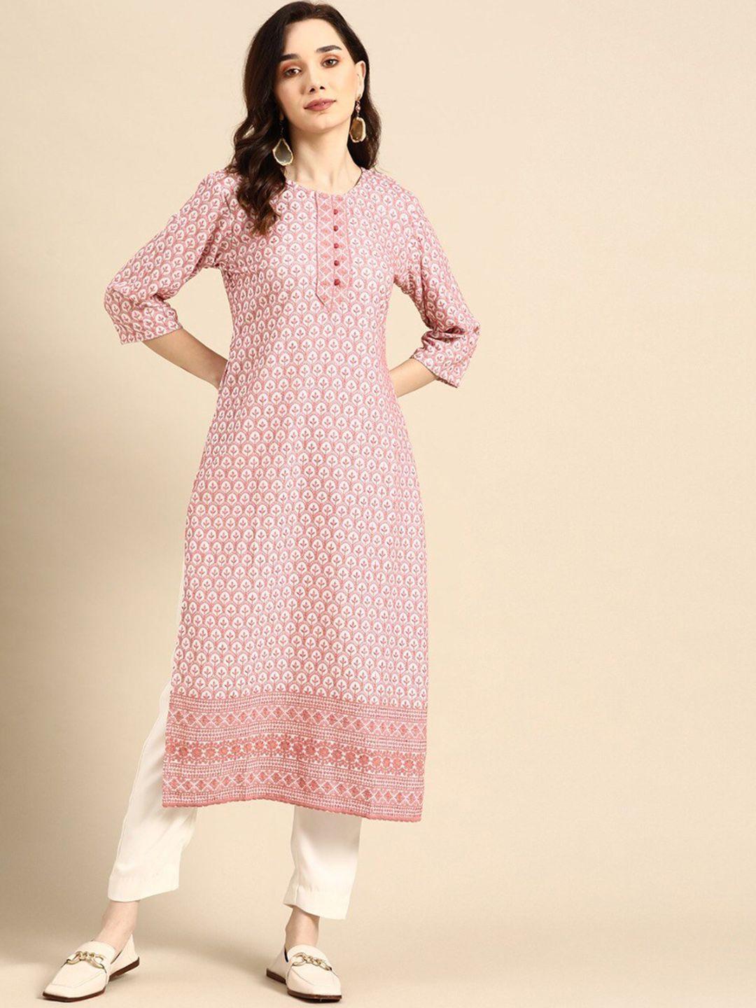 sangria geometric embroidered sequinned kurta