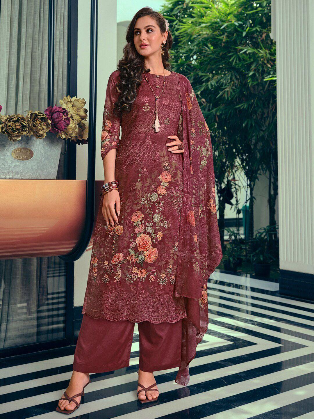 stylee lifestyle embroidered pure silk unstitched dress material