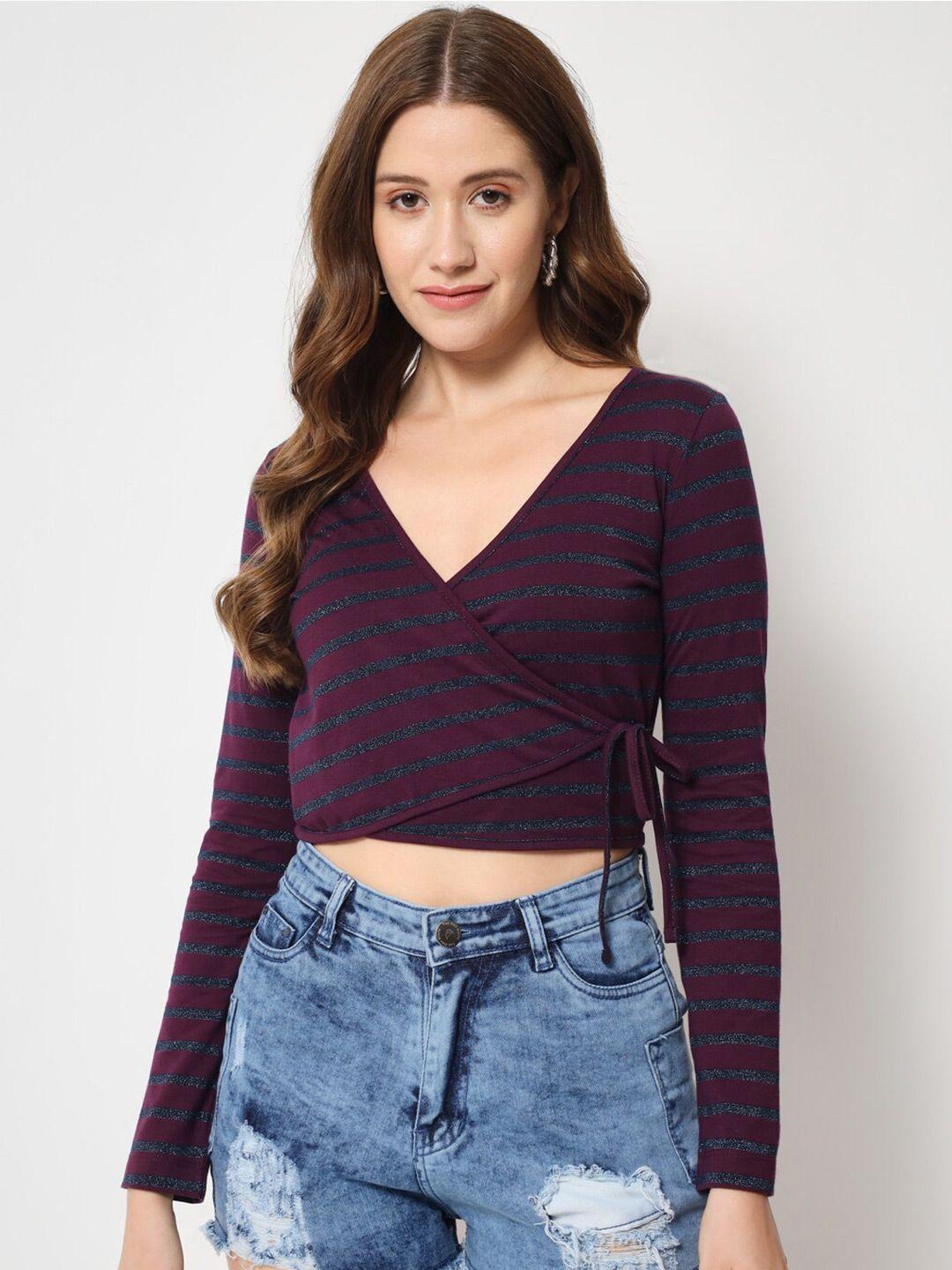 charmgal striped wrap crop top