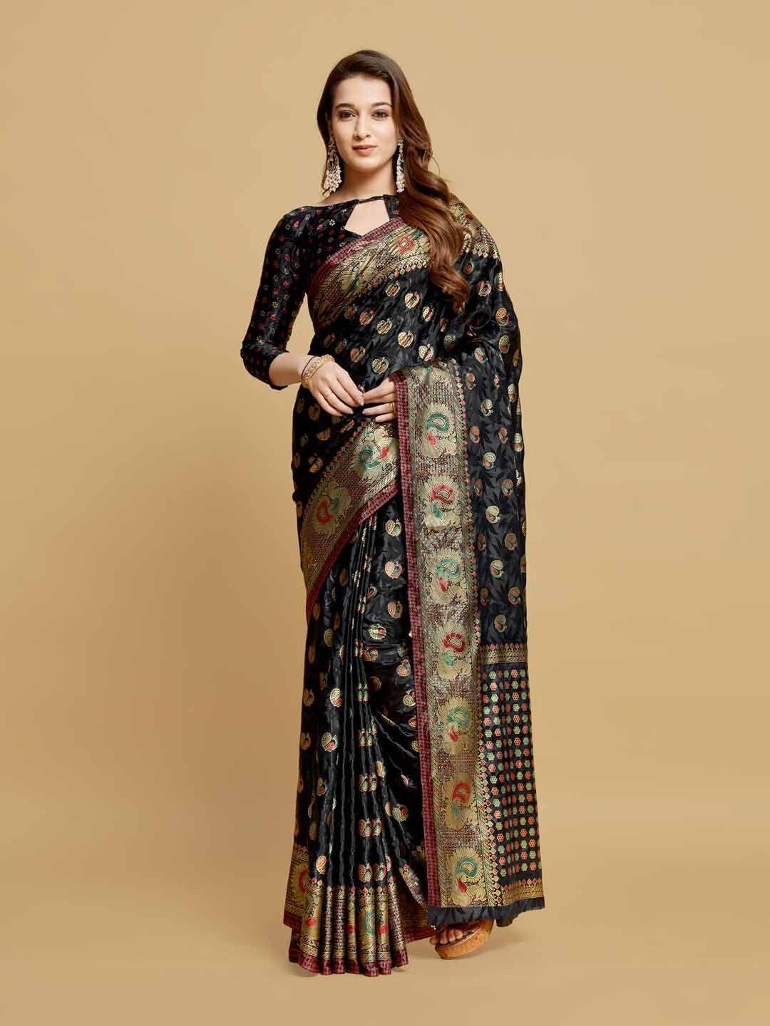 gajarai ethnic motifs zari silk blend kanjeevaram saree