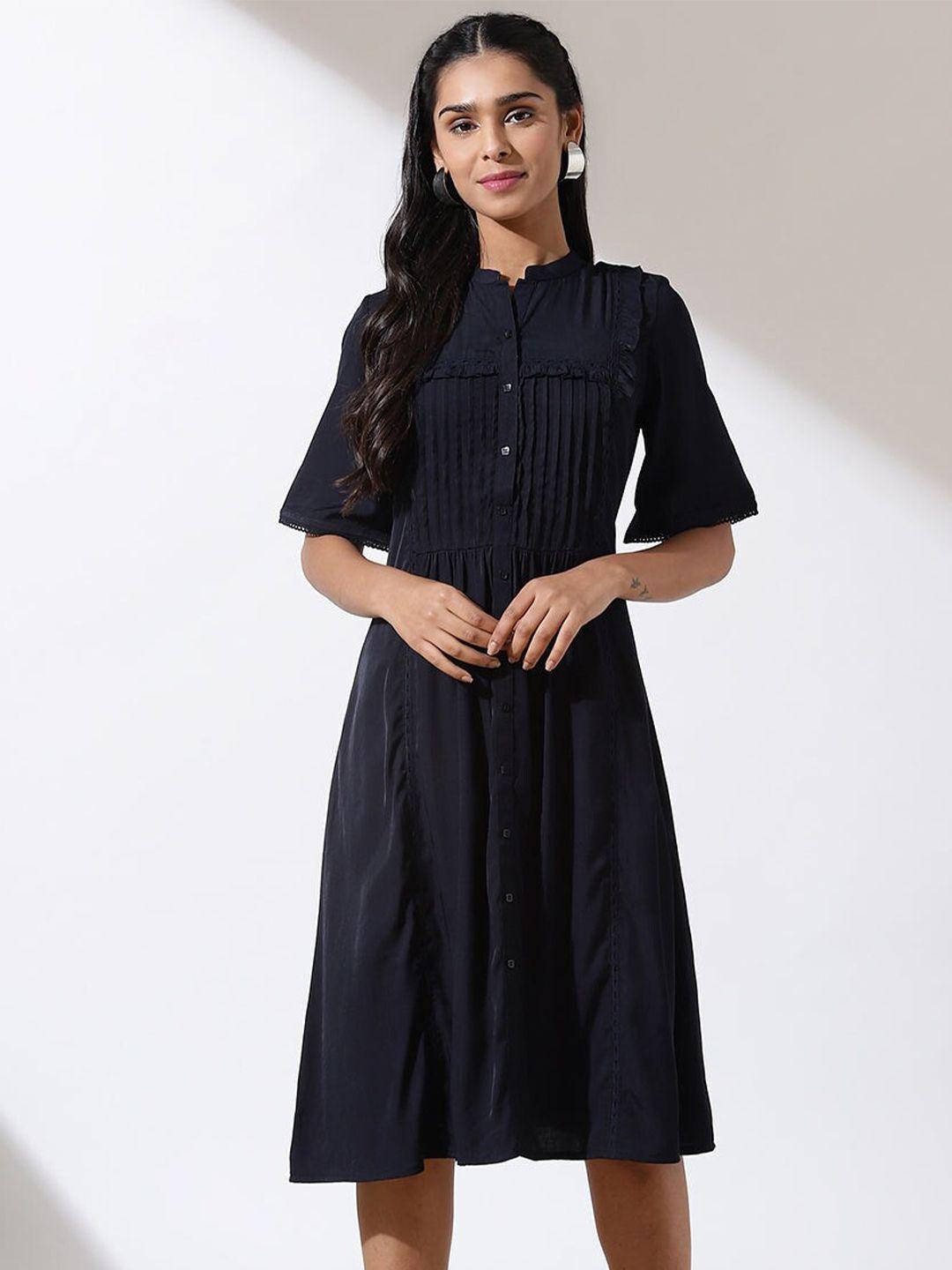 lakshita cotton mandarin collar a-line dress