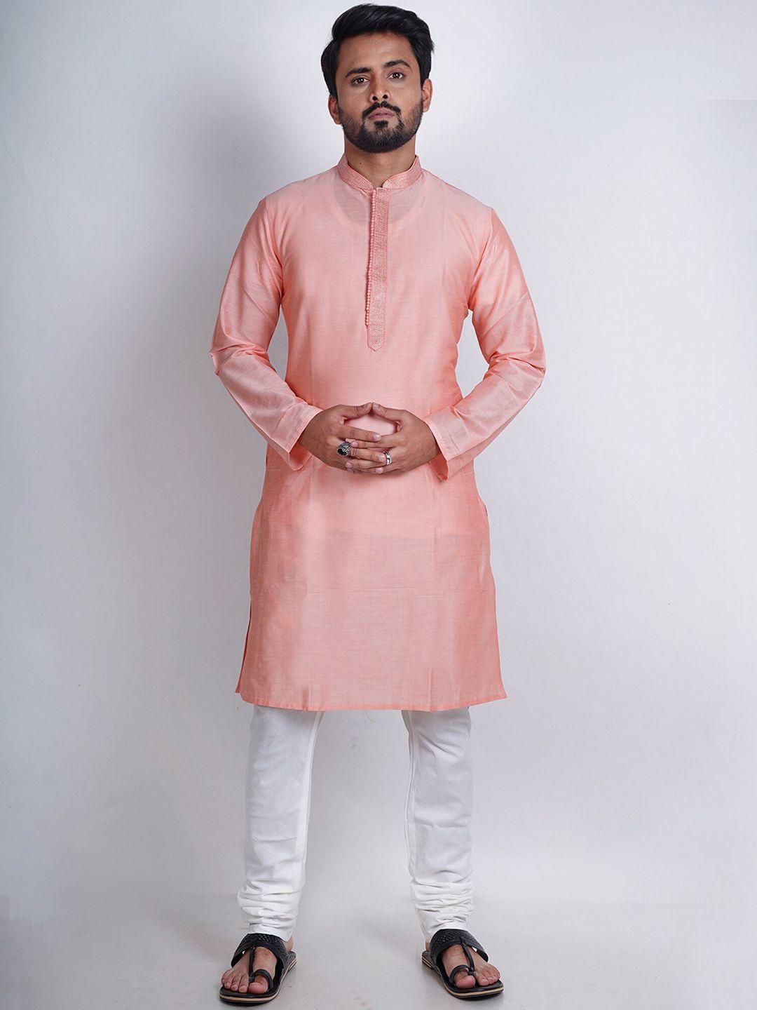 here&now men mandarin collar kurta with churidar