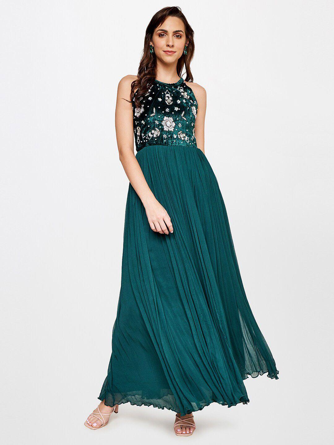 and floral embroidered maxi dress