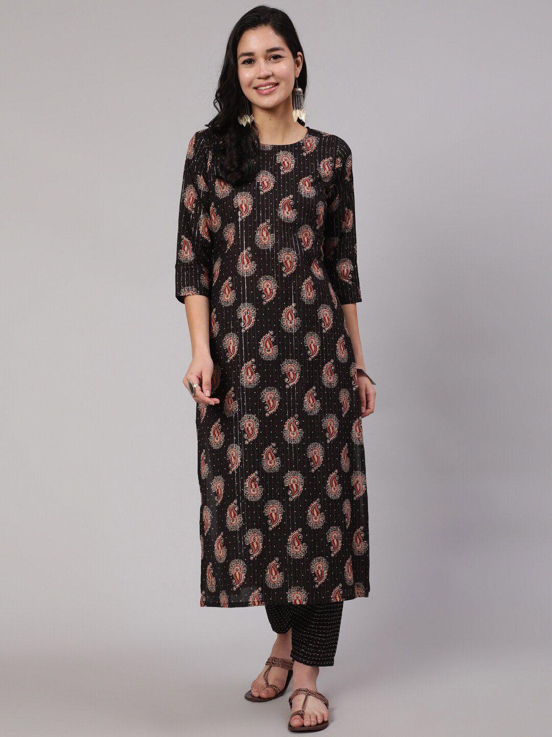 nayo women printed pure cotton kurta with trousers