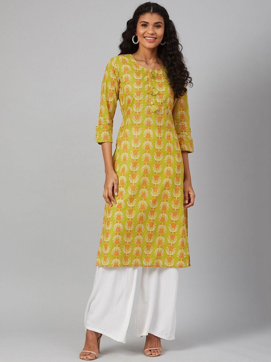 see designs women ethnic motifs printed round neck pure cotton kurta