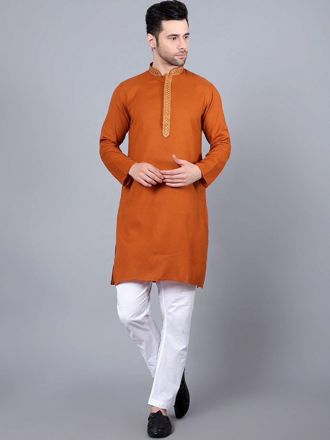 here&now men thread work kurta with pyjamas