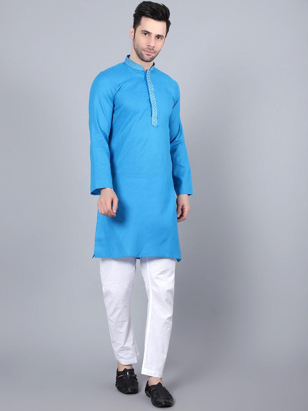 here&now men thread work kurta with pyjamas