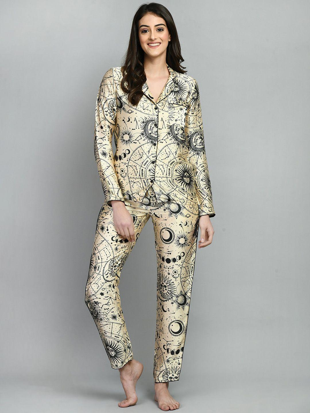 pretty loving thing women printed satin night suit