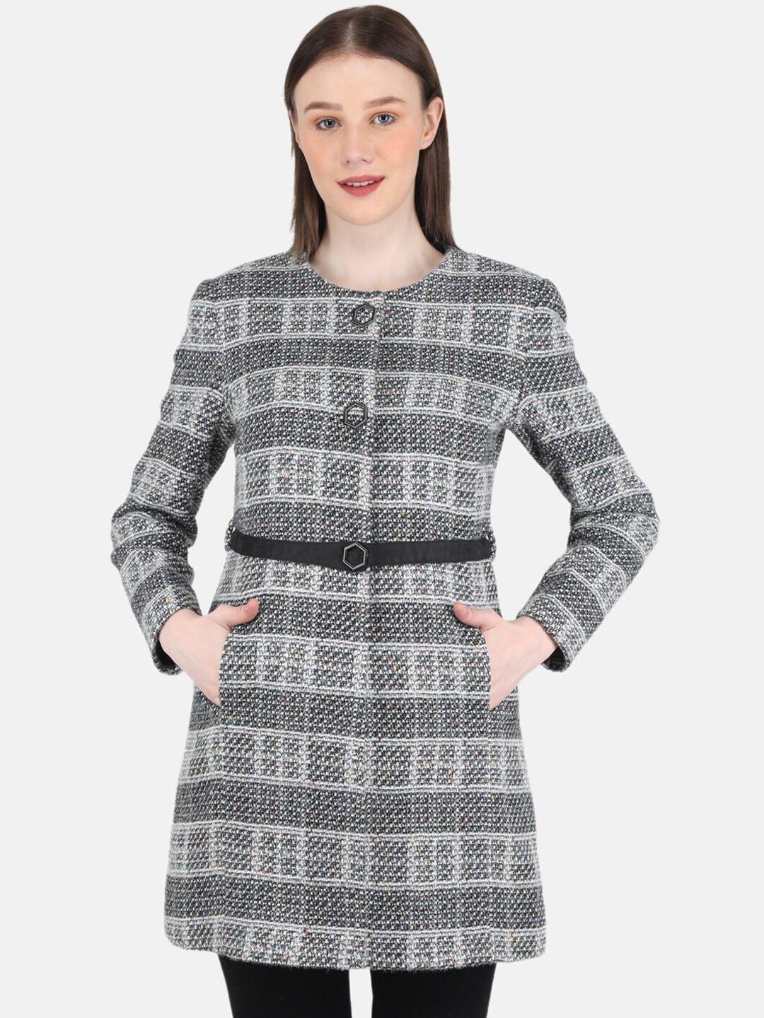 monte carlo women blended yarn check coat