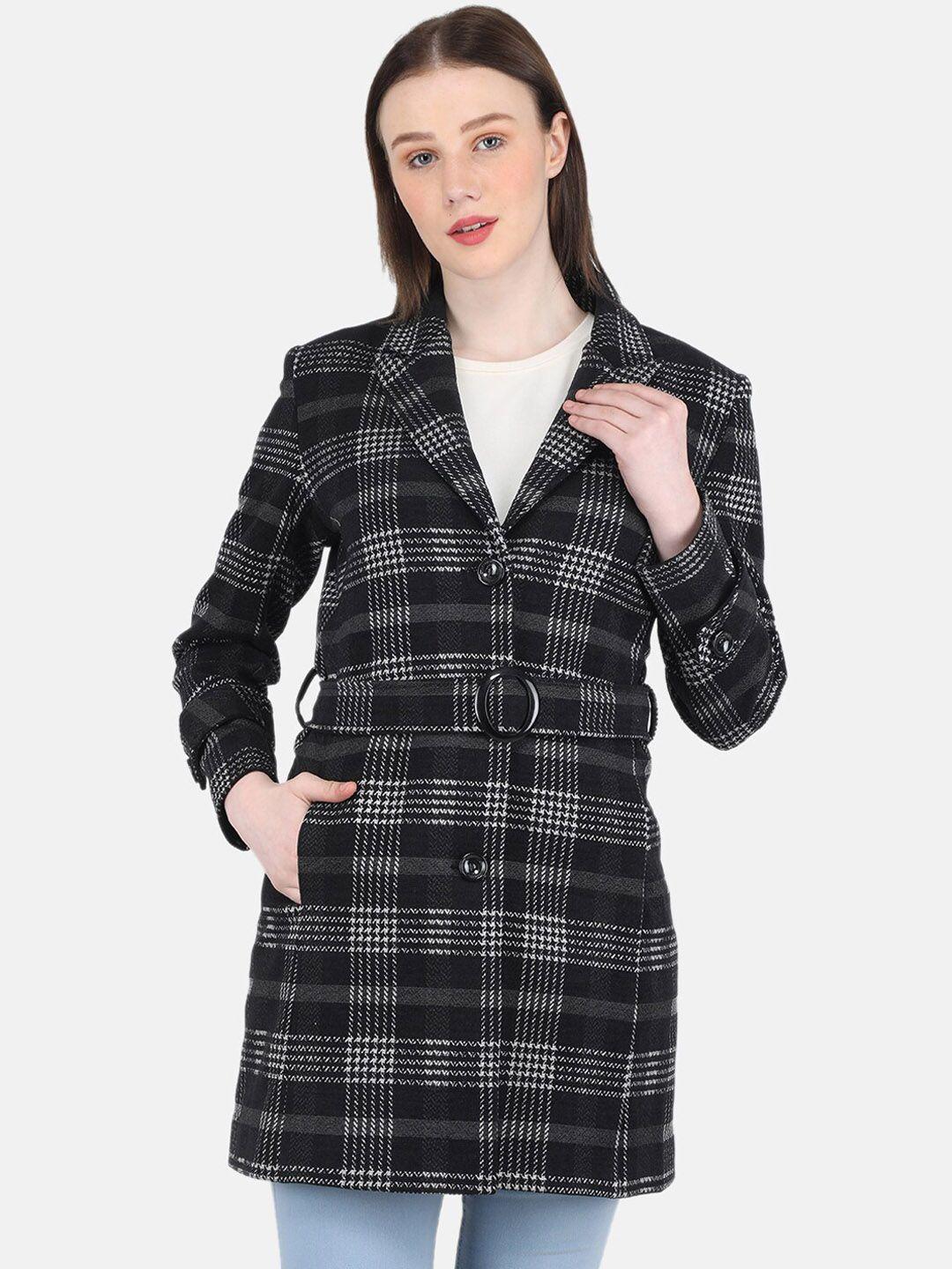 monte carlo women blended yarn check collar coat