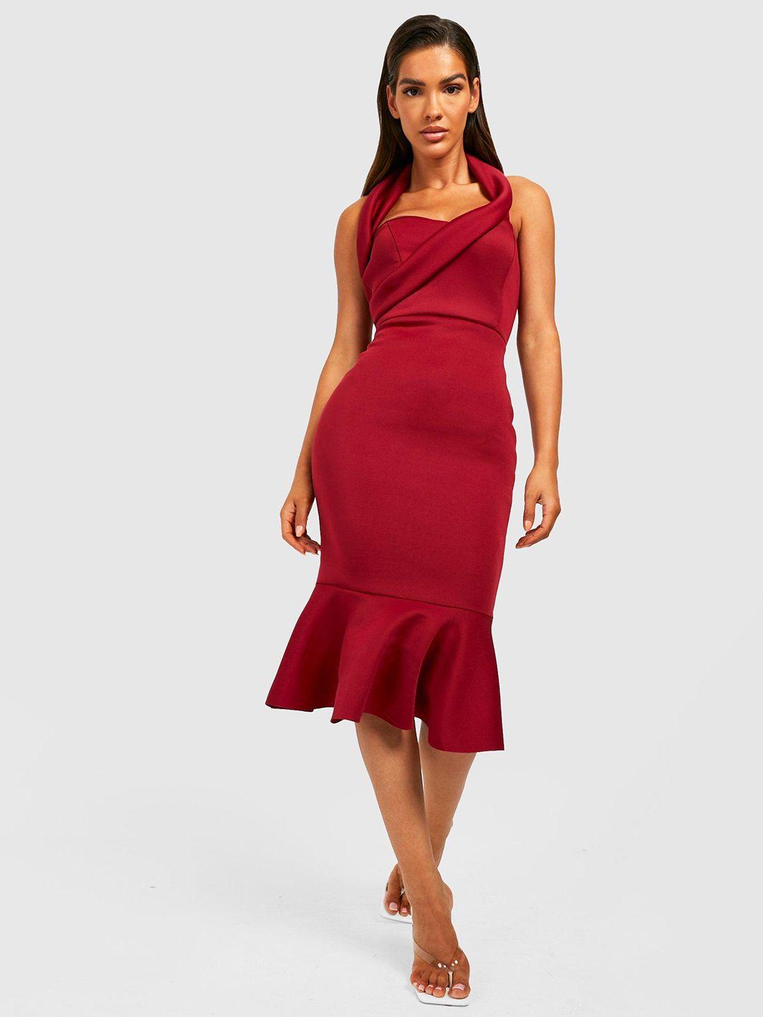 boohoo halter neck midi dress