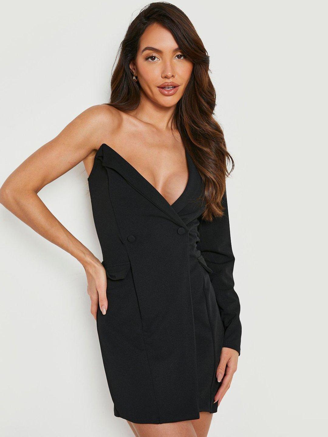 boohoo one sleeve blazer mini dress