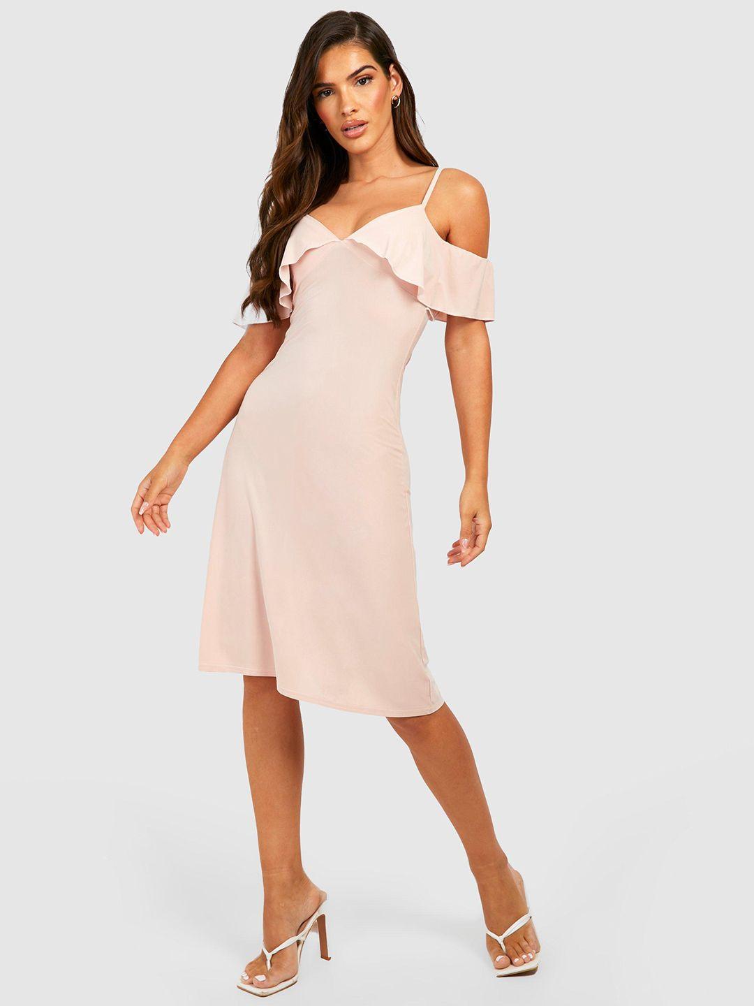 boohoo ruffle detail a-line dress