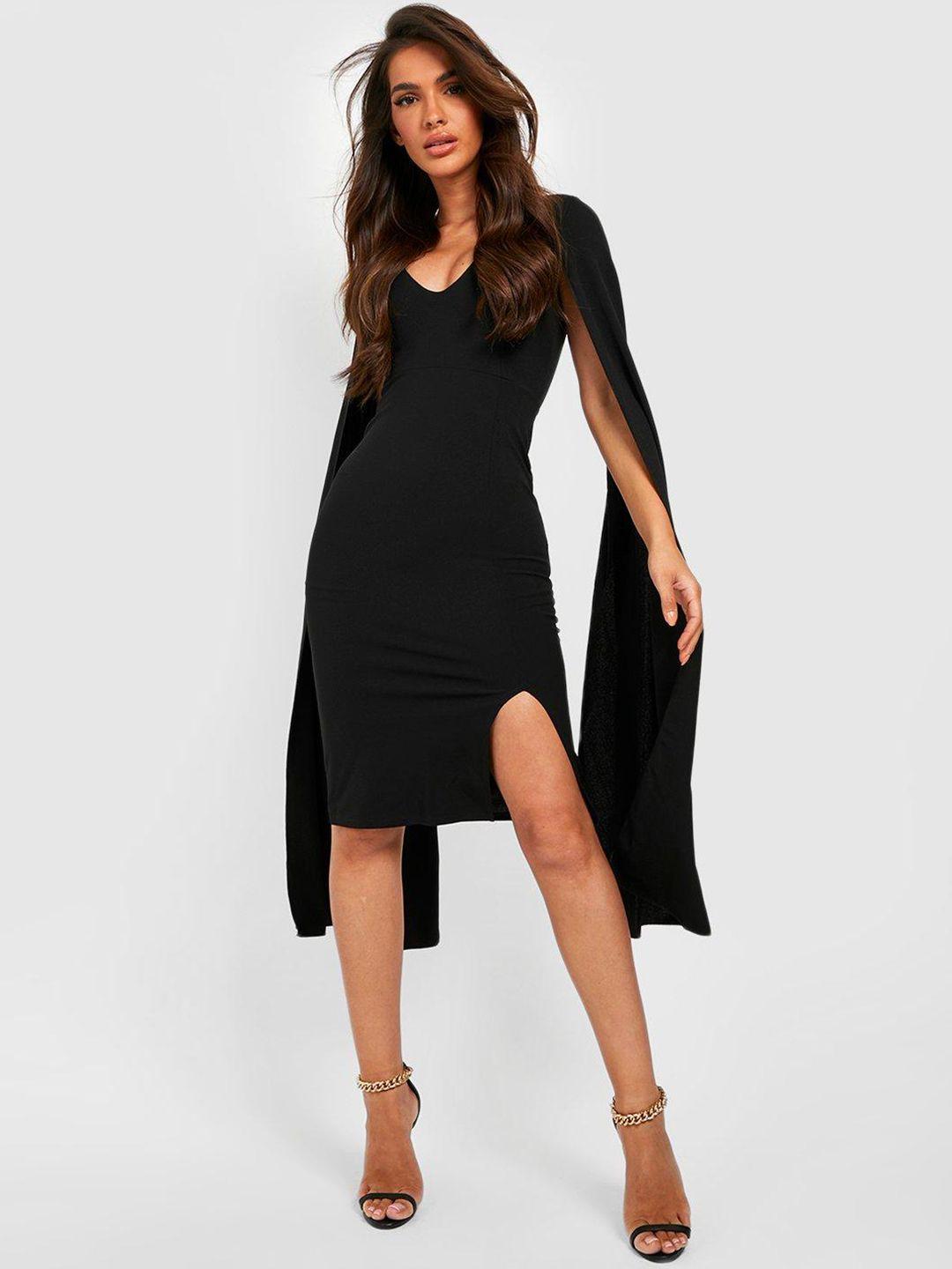 boohoo sheath midi dress with cape sleeves