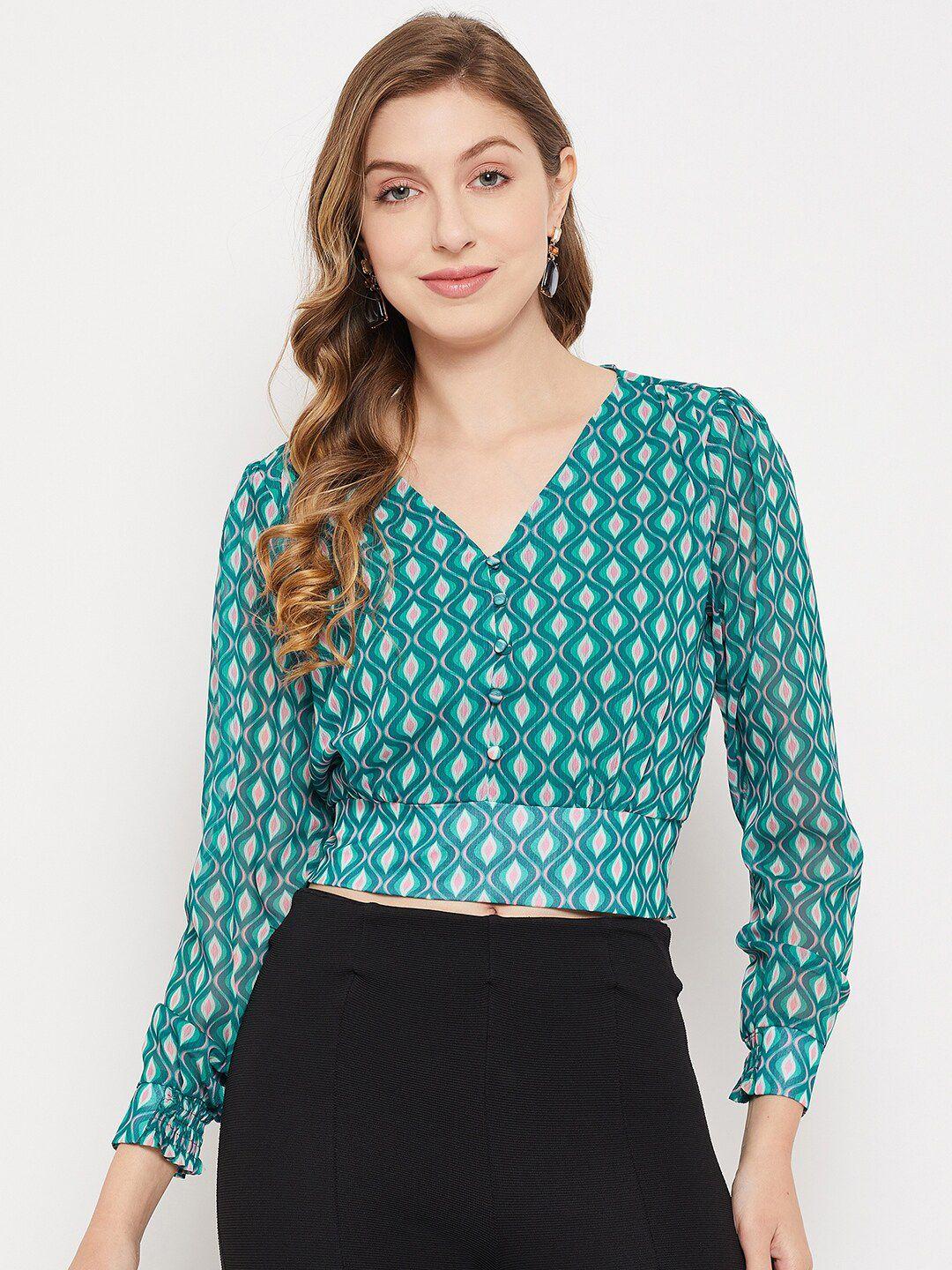 madame geometric print crop top