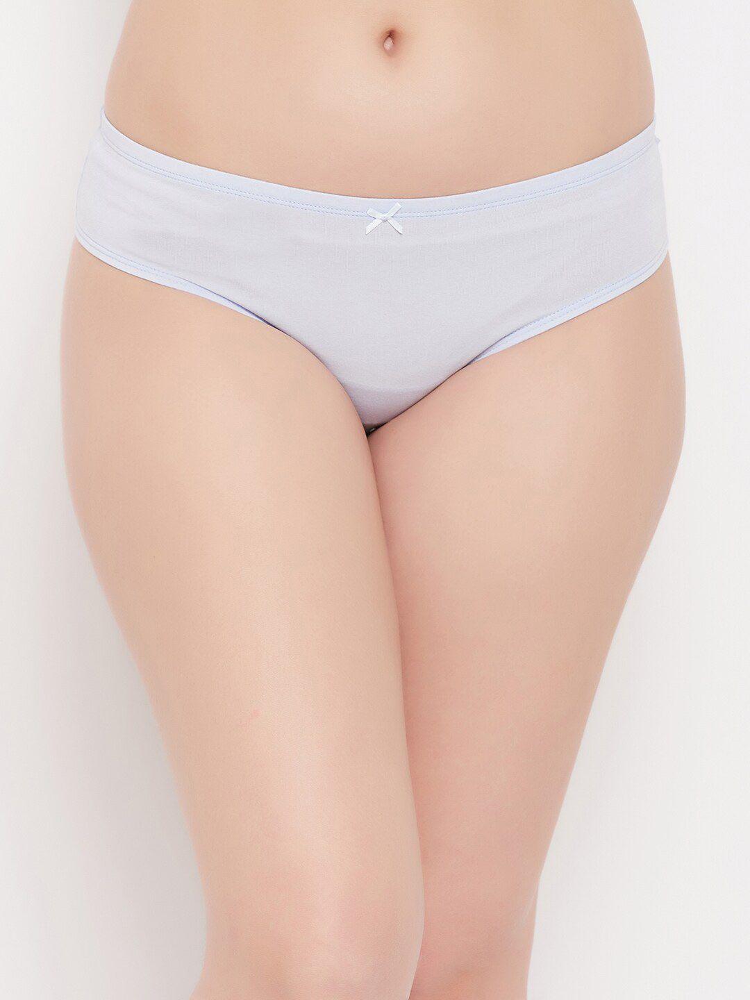 clovia women blue solid thong cotton briefs