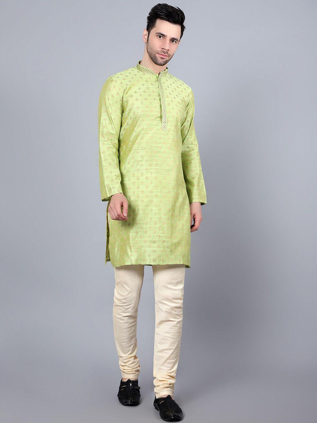 here&now men ethnic motifs printed jacquard kurta