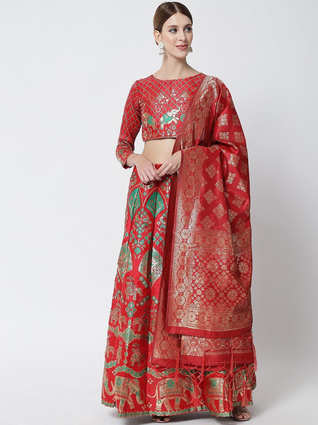 mitera semi-stitched lehenga & unstitched blouse with dupatta