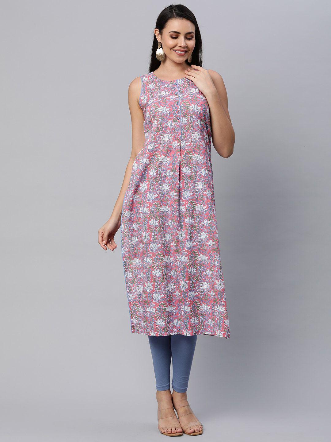 kami kubi women pink floral printed kurta