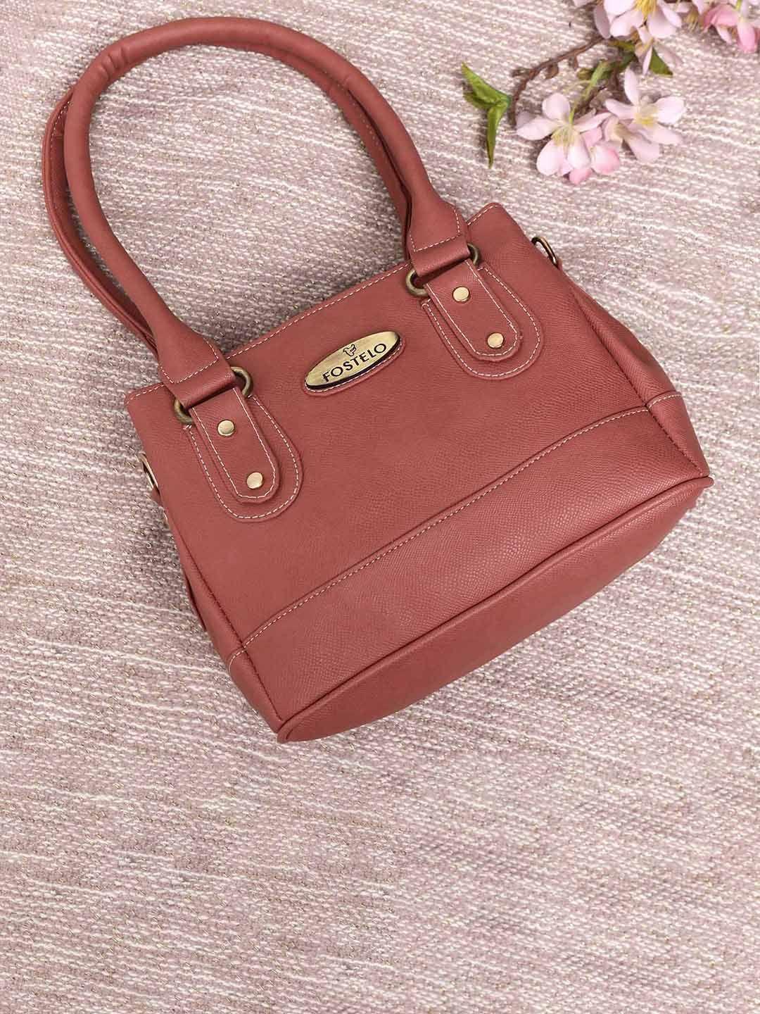 fostelo rose gold pu structured shoulder bag