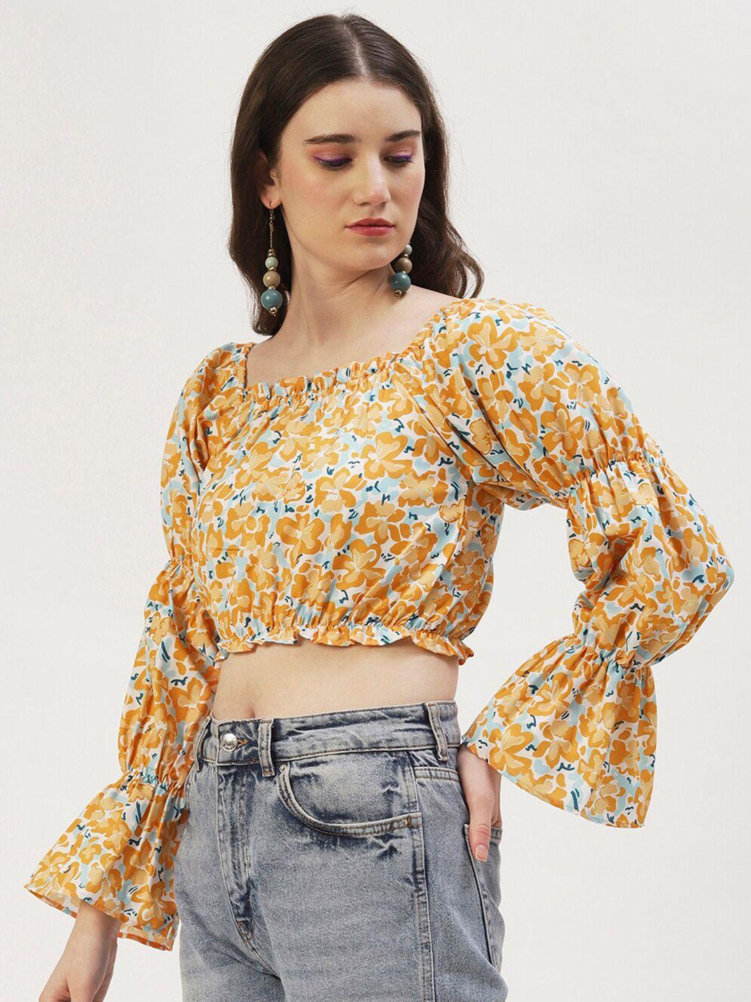 dressberry floral print blouson crop top