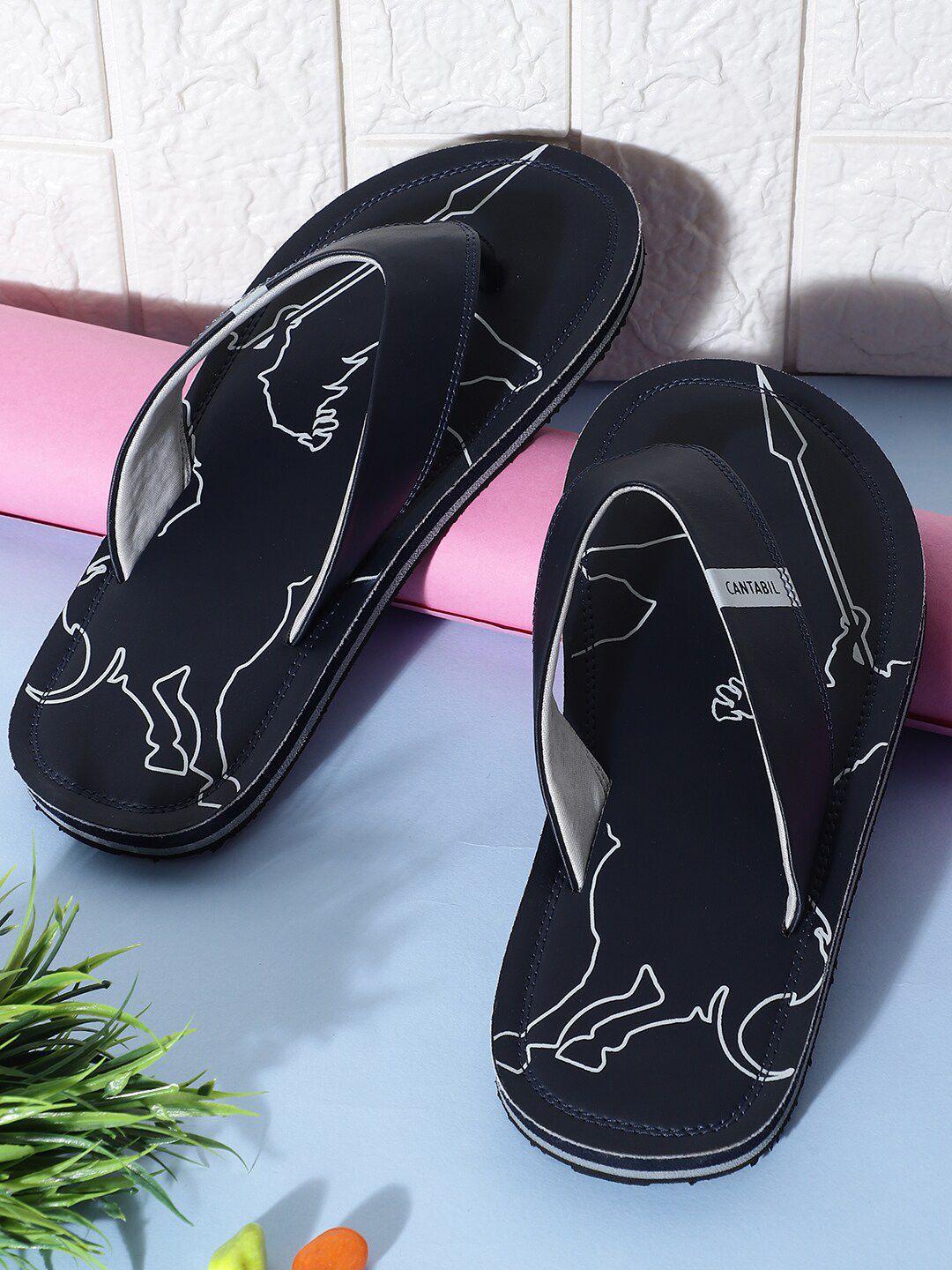 cantabil men printed rubber thong flip-flops