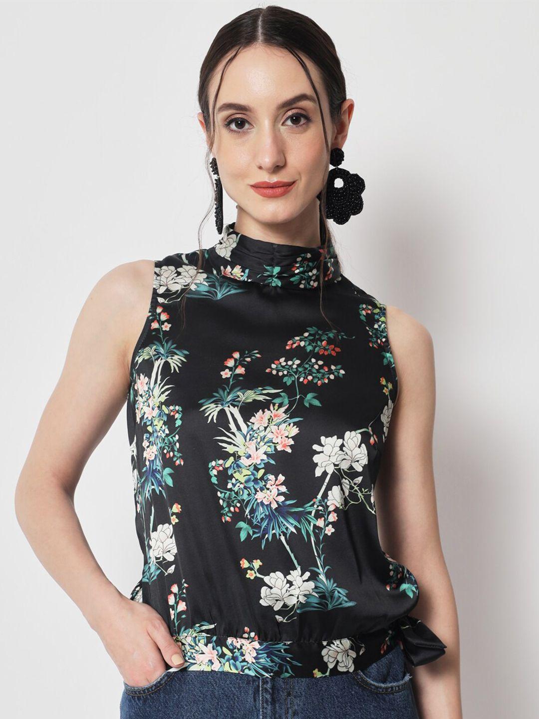 here&now floral print satin top