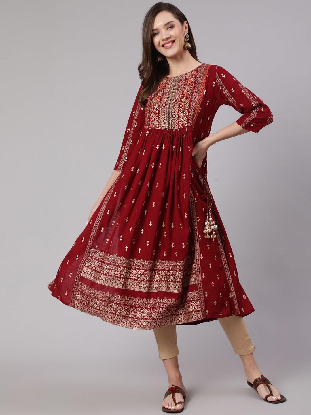 nehamta women ethnic motifs printed anarkali kurta