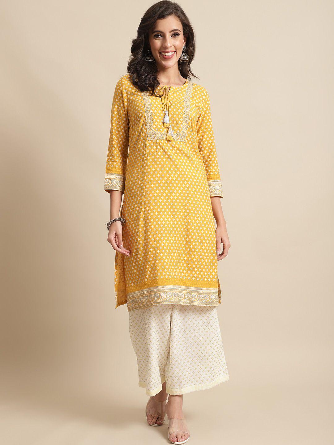 cantabil women ethnic motifs printed kurta with palazzos