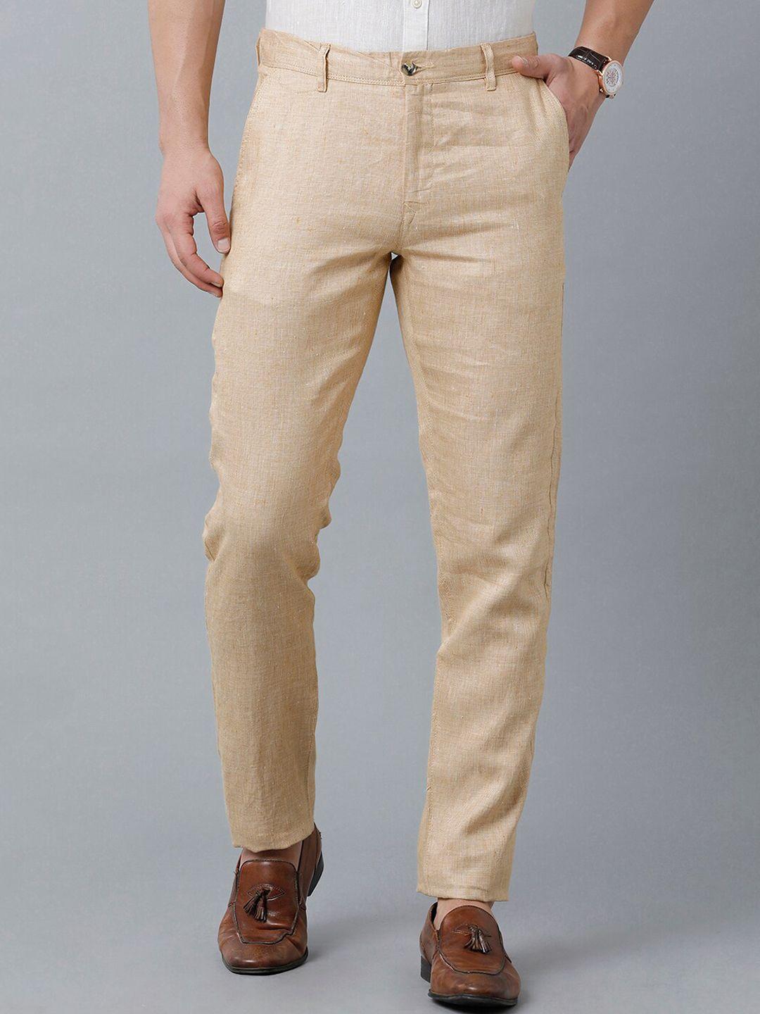 linen club men slim fit trousers