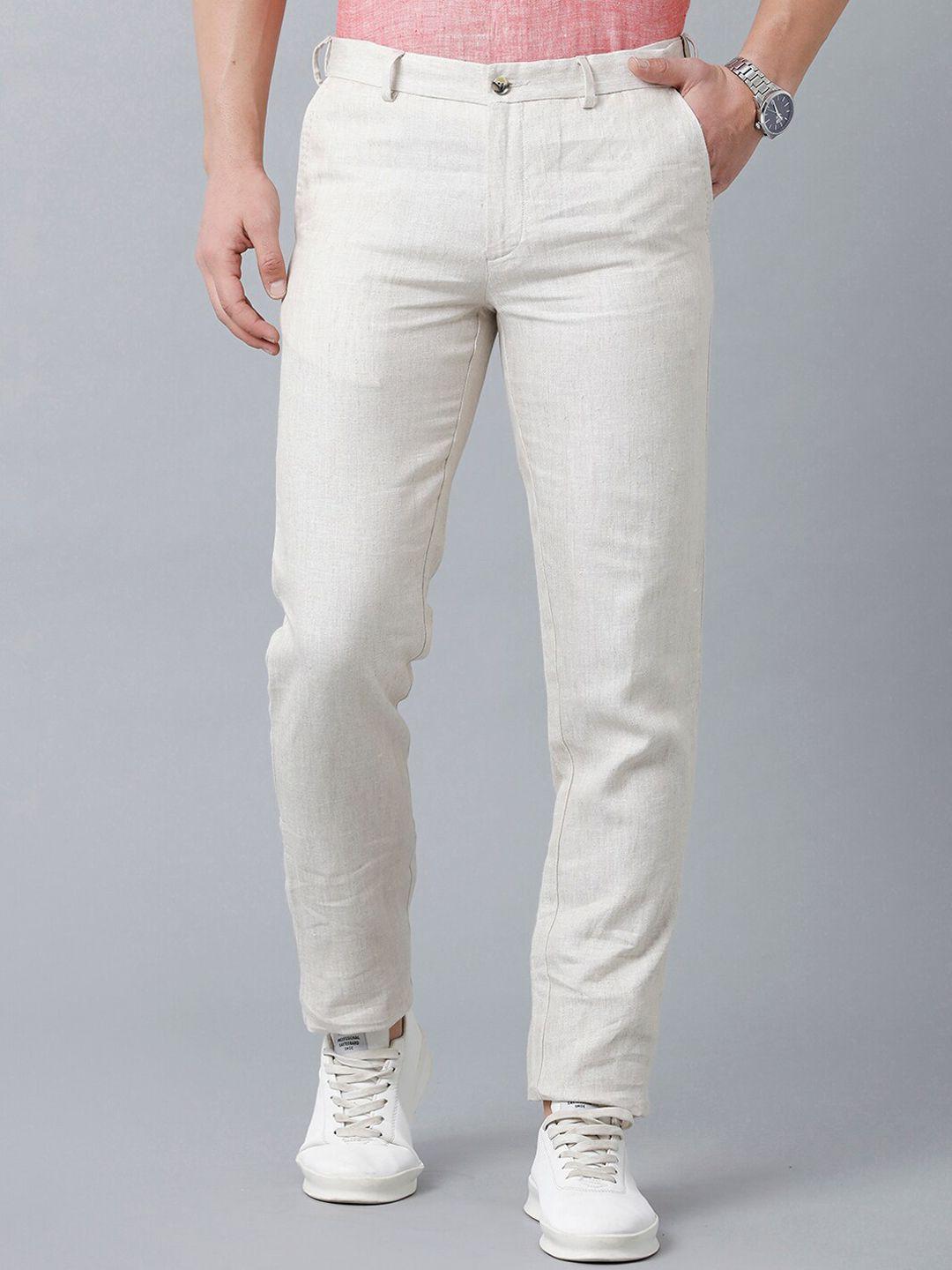 linen club men linen slim fit trousers