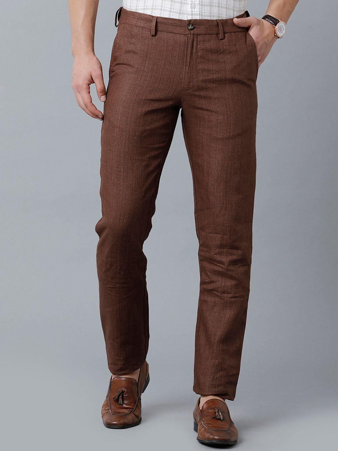 linen club men slim fit trousers