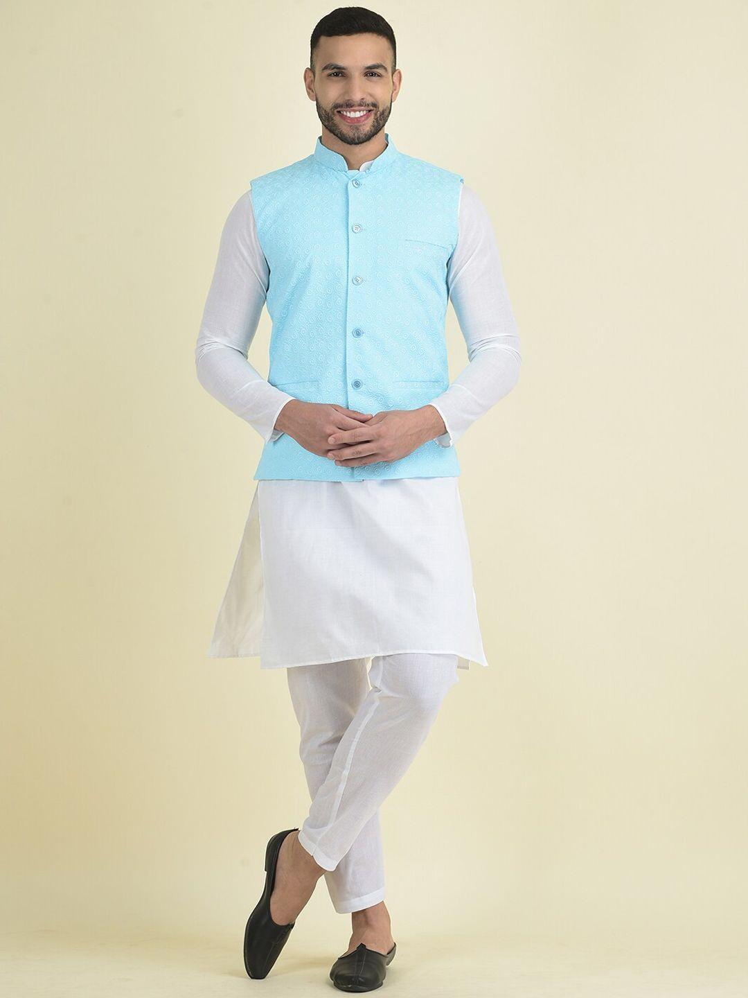 deyann men solid kurta with pyjamas & nehru jacket