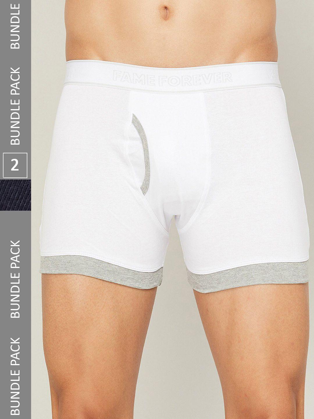 fame forever by lifestyle men pack of 2 solid cotton deo-soft boxer-style briefs