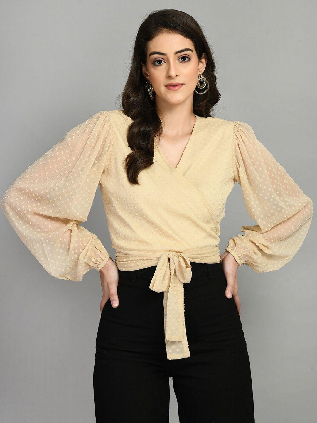 pretty loving thing chiffon wrap crop top