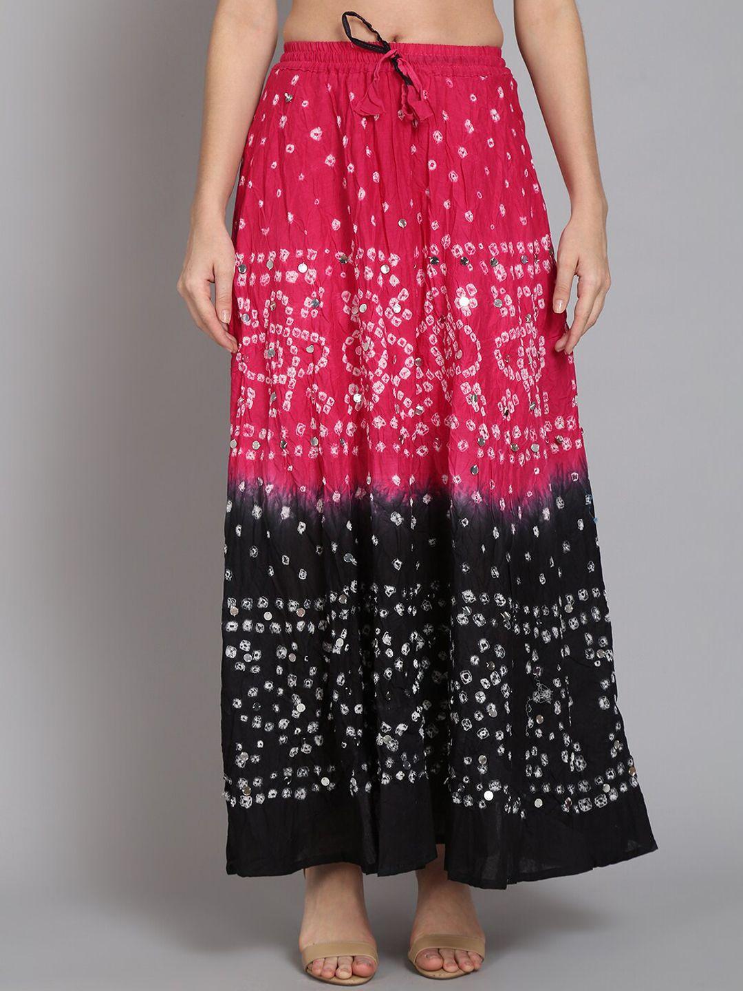 soundarya women tie & dye printed pure cotton maxi skirt