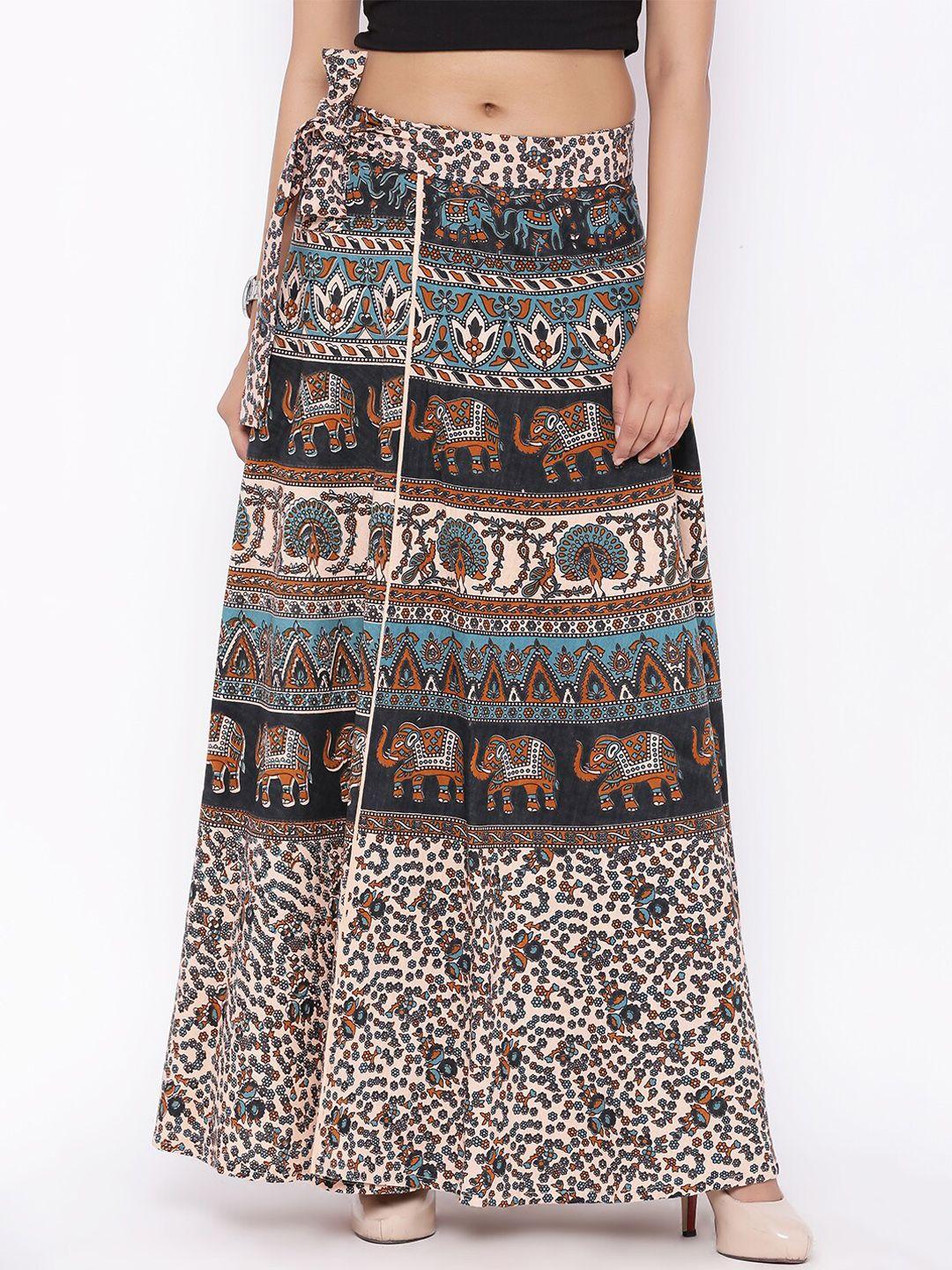 soundarya ethnic motifs printed pure cotton maxi skirt