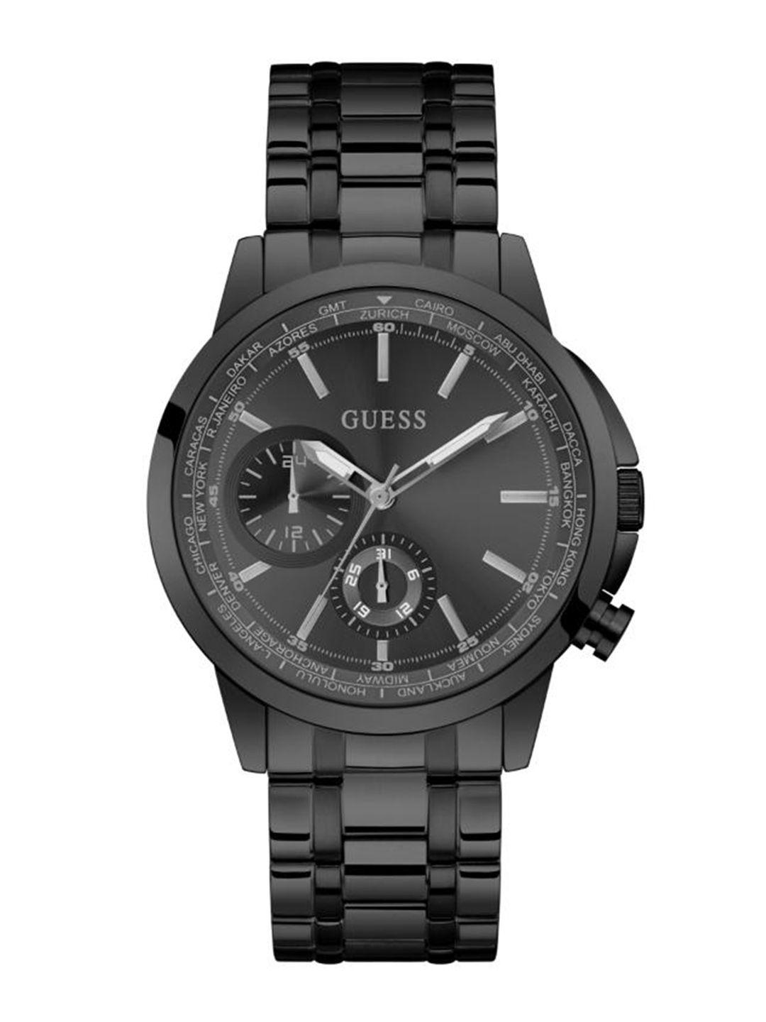 guess men stainless steel bracelet style straps analogue watch