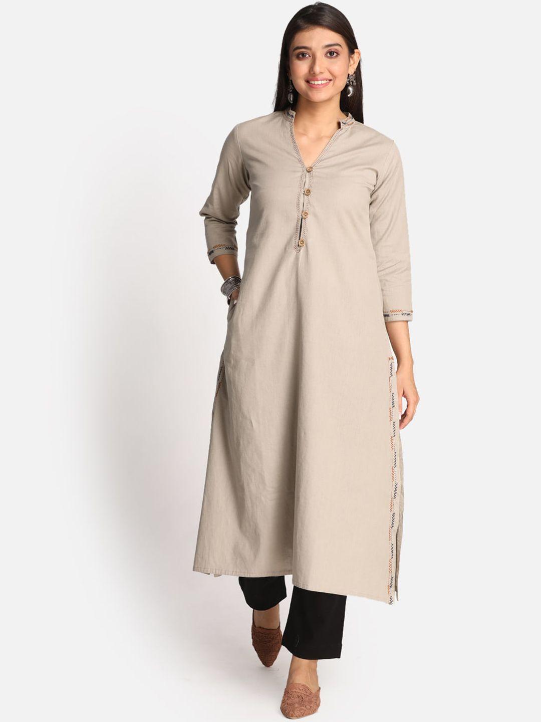 earthwear women thread work pure cotton kurta