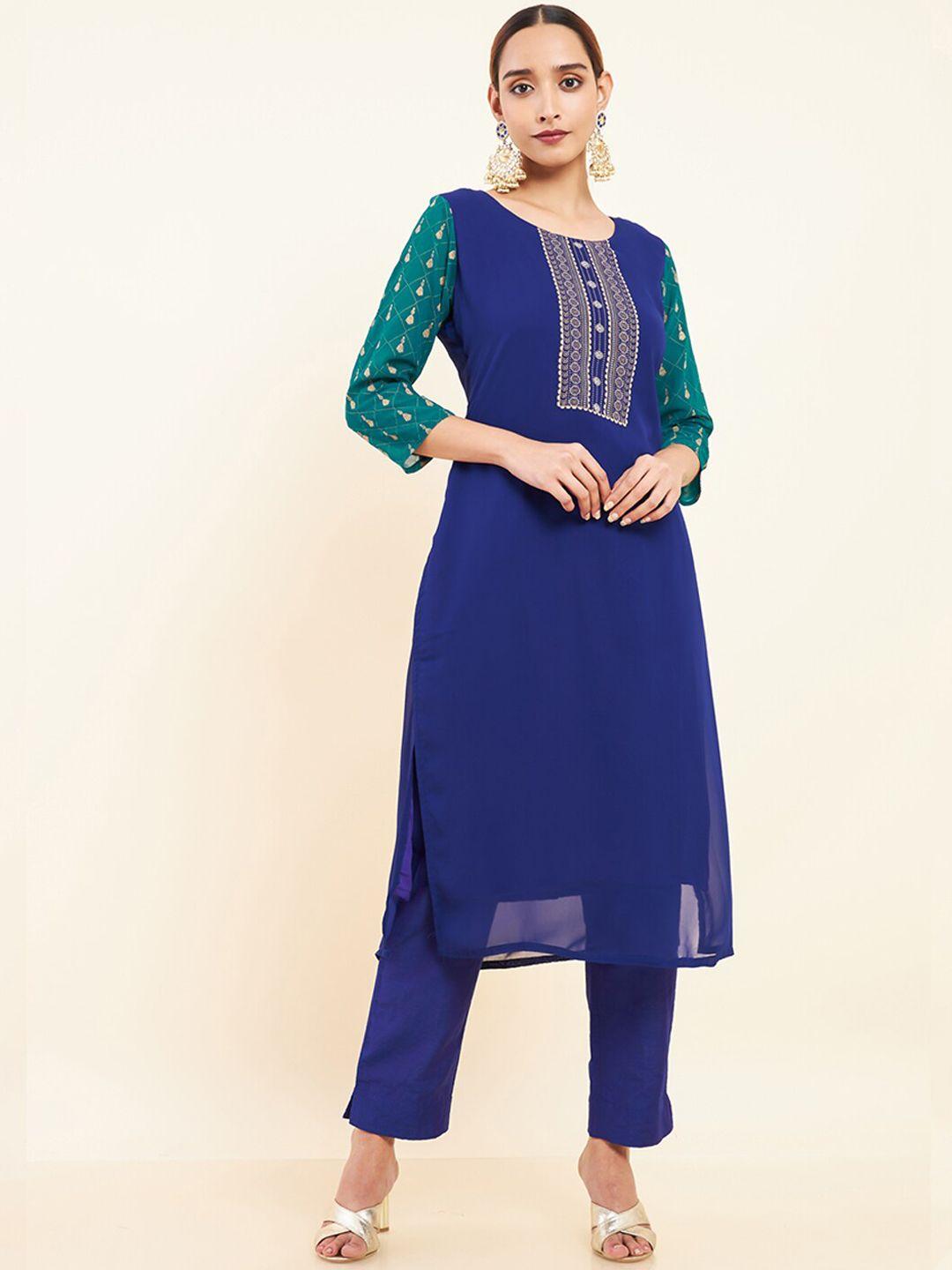 maybell ethnic motifs printed georgette kurta